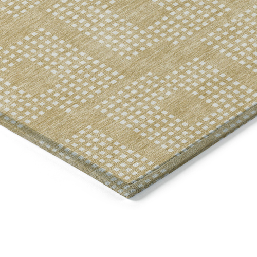 8' X 10' Gold And Ivory Geometric Washable Indoor Outdoor Area Rug