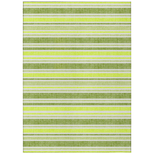 8' X 10' Green and Yellow Striped Washable Non Skid Indoor Outdoor Area Rug
