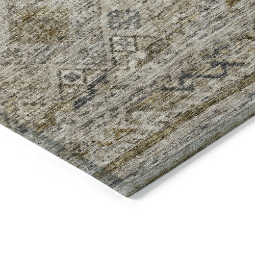 10' X 14' Brown Tan And Black Floral Washable Indoor Outdoor Area Rug