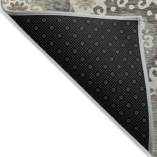 8' X 10' Beige Taupe And Brown Floral Medallion Washable Indoor Outdoor Area Rug