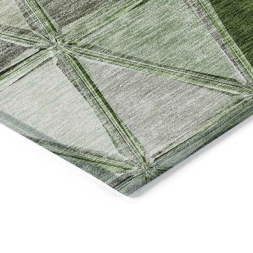 8' X 10' Green And Fern Green Geometric Washable Indoor Outdoor Area Rug