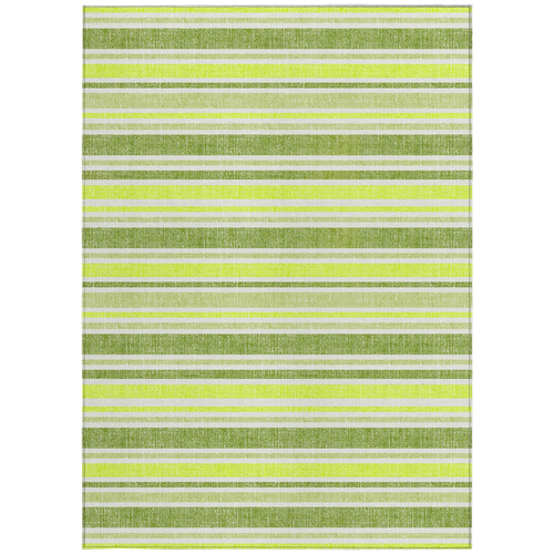 10' X 14' Green and Yellow Striped Washable Non Skid Indoor Outdoor Area Rug