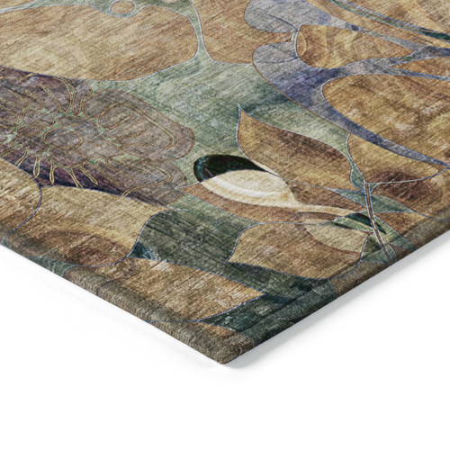 8' X 10' Beige and Blue Abstract Washable Indoor Outdoor Area Rug