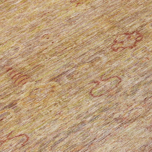 8' X 10' Coral And Copper Oriental Washable Indoor Outdoor Area Rug