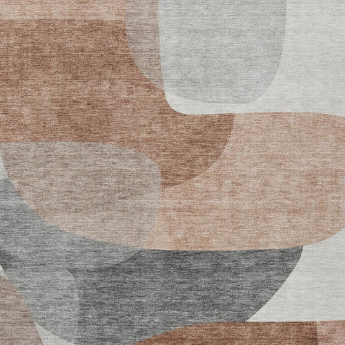 10' X 14' Rust And Gray Abstract Washable Indoor Outdoor Area Rug - Rust, Gray