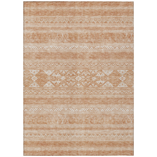 9' X 12' Copper And Ivory Southwestern Washable Indoor Outdoor Area Rug