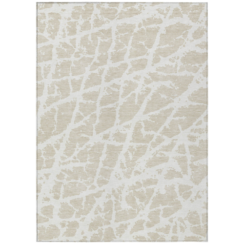 9' X 12' Beige and Ivory Abstract Washable Non Skid Indoor Outdoor Area Rug
