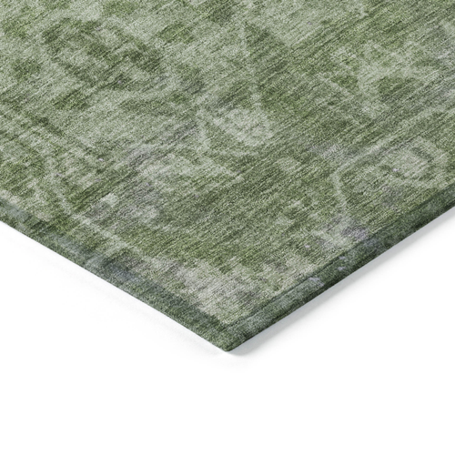 9' X 12' Fern Green Oriental Washable Indoor Outdoor Area Rug