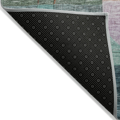 10' X 14' Green Purple And Blue Abstract Washable Indoor Outdoor Area Rug