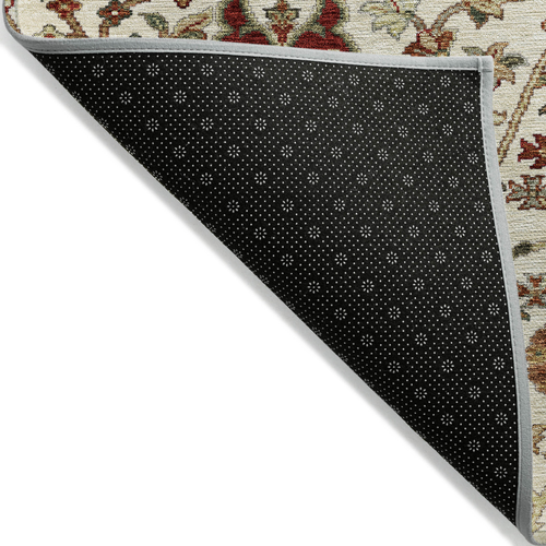 8' X 10' Ivory Brown And Red Floral Washable Indoor Outdoor Area Rug