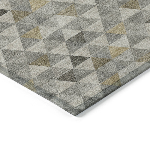 10' X 14' Taupe Beige And Tan Geometric Washable Indoor Outdoor Area Rug
