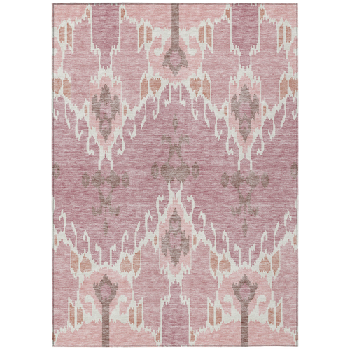 10' X 14' Blush Pink And Ivory Ikat Washable Indoor Outdoor Area Rug