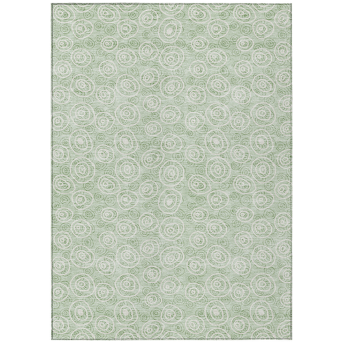 10' X 14' Mint Green Artichoke Green And Ivory Geometric Washable Indoor Outdoor Area Rug