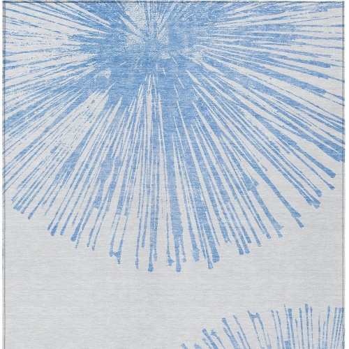 10' X 14' Denim Blue And Ivory Abstract Washable Indoor Outdoor Area Rug