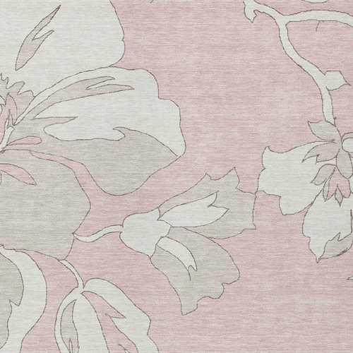 10' X 14' Pink Ivory And Beige Floral Washable Indoor Outdoor Area Rug