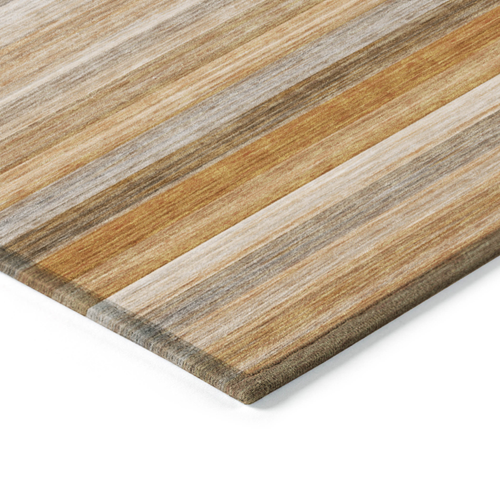 8' X 10' Brown and Orange Striped Washable Non Skid Indoor Outdoor Area Rug