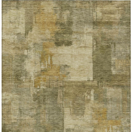 10' X 14' Khaki Beige And Wheat Abstract Washable Indoor Outdoor Area Rug
