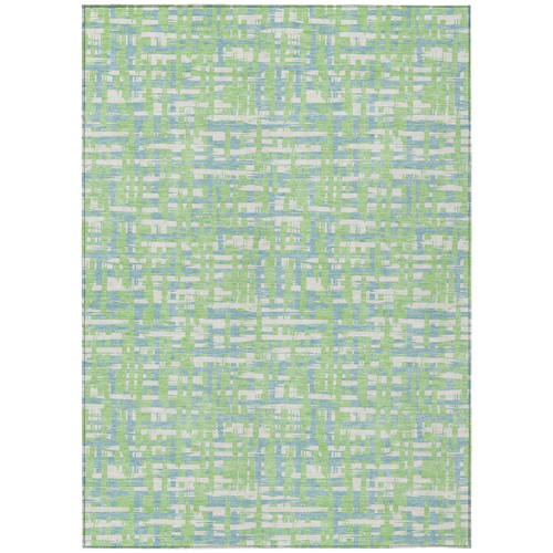 8' X 10' Mint Green Blue And Beige Abstract Washable Indoor Outdoor Area Rug