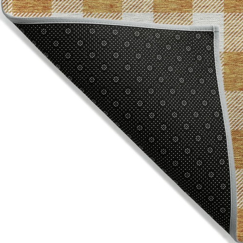 8' X 10' Orange And Beige Plaid Washable Indoor Outdoor Area Rug