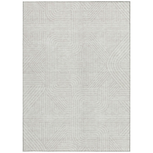 8' X 10' Ivory And Gray Abstract Washable Indoor Outdoor Area Rug - Ivory, Gray