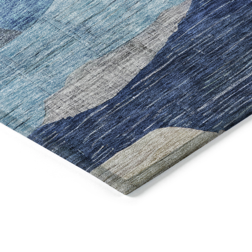 8' Blue Purple And Green Round Abstract Washable Indoor Outdoor Area Rug