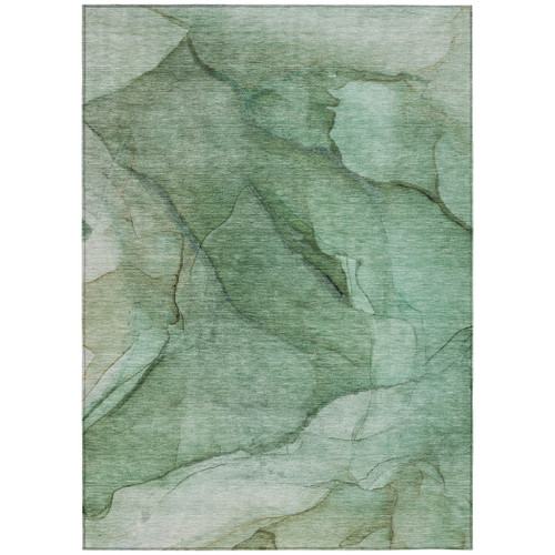 9' X 12' Green And Sage Abstract Washable Indoor Outdoor Area Rug