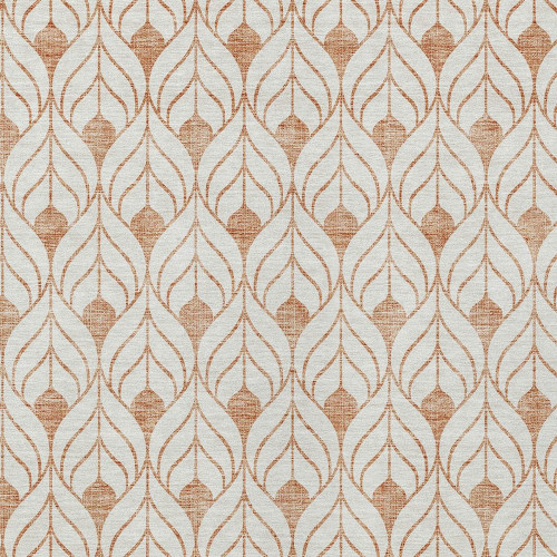 8' X 10' Salmon And Beige Geometric Washable Indoor Outdoor Area Rug