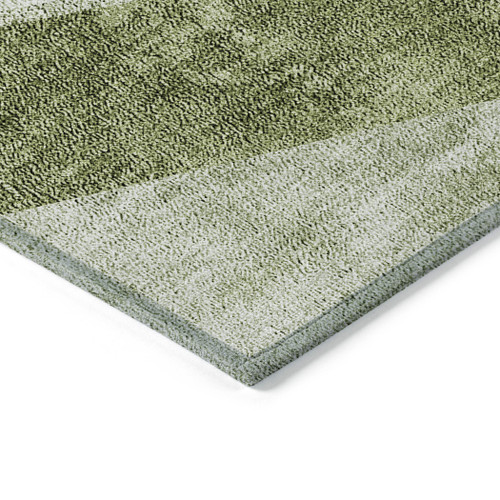 9' X 12' Olive Green And Artichoke Green Geometric Washable Indoor Outdoor Area Rug