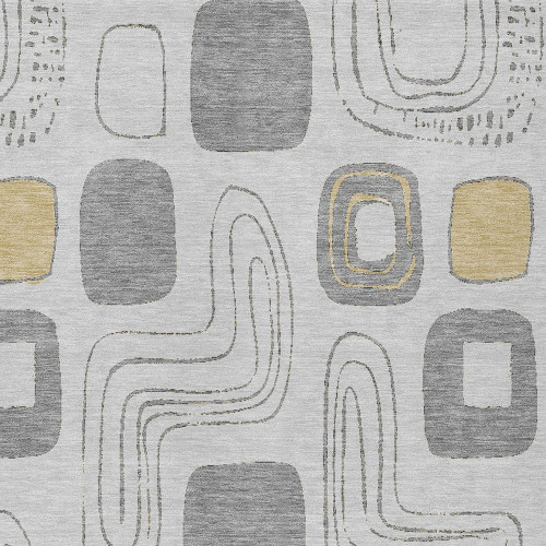10' X 14' Gray Silver And Gold Geometric Washable Indoor Outdoor Area Rug