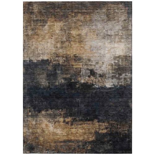10' X 14' Charcoal Tan And Beige Abstract Washable Indoor Outdoor Area Rug