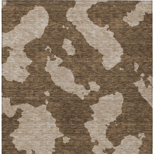 10' X 14' Brown And Beige Abstract Washable Indoor Outdoor Area Rug
