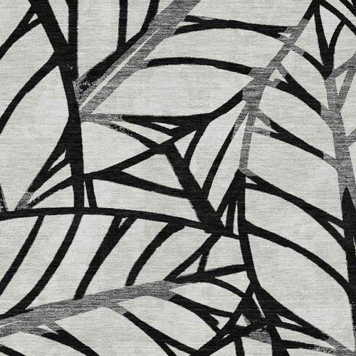 10' X 14' Black Gray And Beige Floral Washable Indoor Outdoor Area Rug