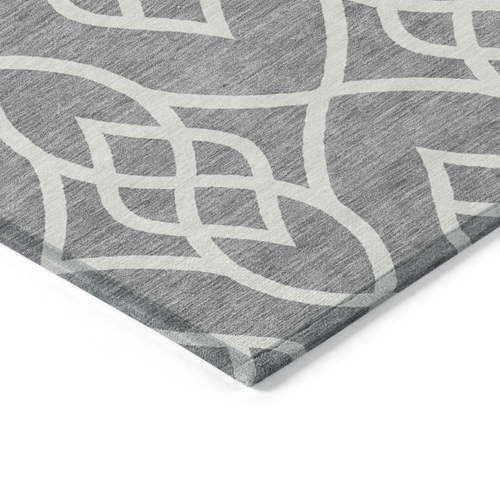 9' X 12' Gray And Ivory Trellis Washable Indoor Outdoor Area Rug