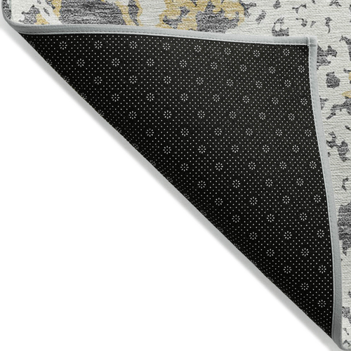 8' X 10' Gray And Ivory Abstract Washable Indoor Outdoor Area Rug