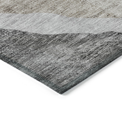 9' X 12' Charcoal Gray And Taupe Abstract Washable Indoor Outdoor Area Rug