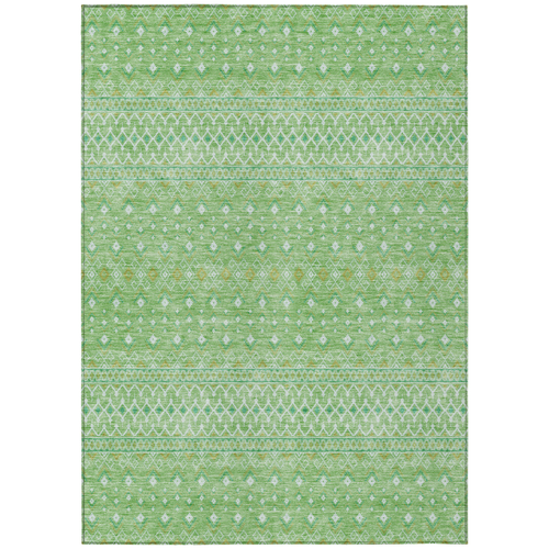 8' X 10' Green And Mint Green Tribal Washable Indoor Outdoor Area Rug