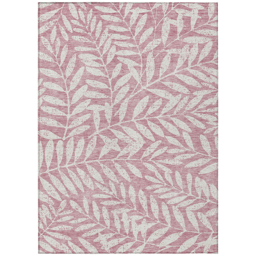 8' X 10' Blush And Ivory Floral Washable Indoor Outdoor Area Rug
