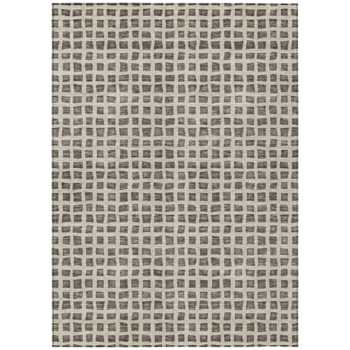 10' X 14' Brown Taupe And Ivory Geometric Washable Indoor Outdoor Area Rug