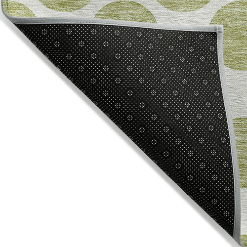 8' X 10' Sage And Ivory Polka Dot Washable Indoor Outdoor Area Rug