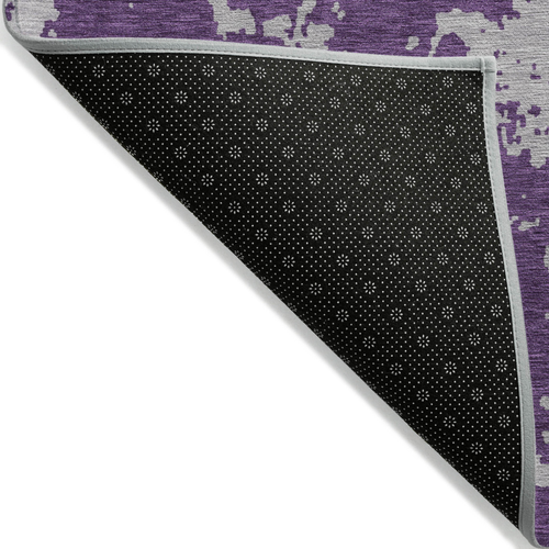 9' X 12' Purple And Lavender Abstract Washable Indoor Outdoor Area Rug