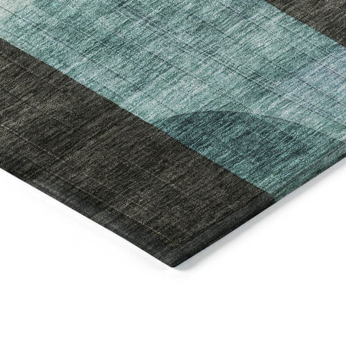 8' X 10' Brown Blue And Green Abstract Washable Indoor Outdoor Area Rug