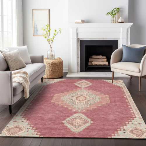 10' X 14' Blush Gray And Beige Oriental Washable Indoor Outdoor Area Rug