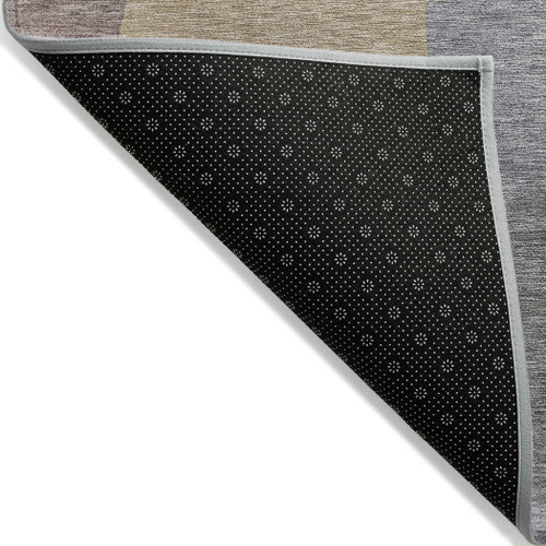 8' X 10' Gray And Gold Abstract Washable Indoor Outdoor Area Rug