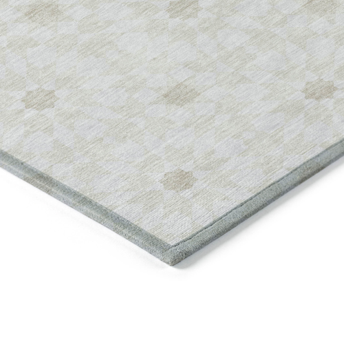 8' Ivory Beige And Taupe Round Floral Medallion Washable Indoor Outdoor Area Rug