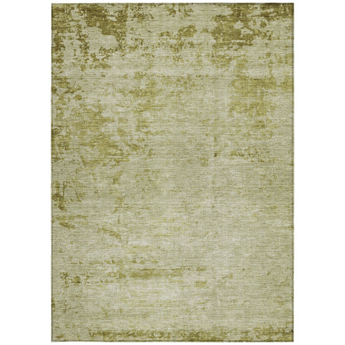 8' X 10' Artichoke Green And Ivory Abstract Washable Indoor Outdoor Area Rug - Artichoke Green, Ivory