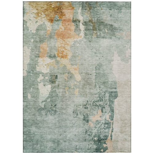 9' X 12' Blue Copper And Gray Abstract Washable Indoor Outdoor Area Rug