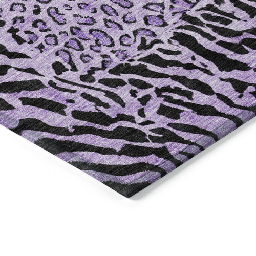 8' X 10' Purple Animal Print Washable Indoor Outdoor Area Rug