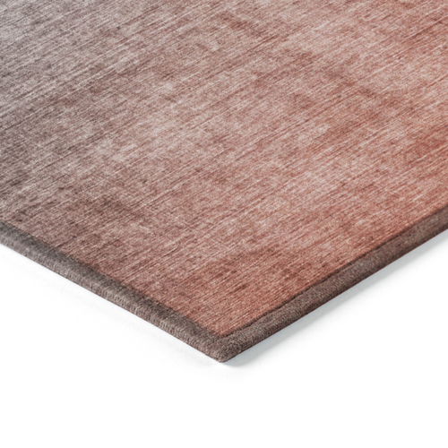 8' Round Gray and Red Orange Round Ombre Washable Non Skid Indoor Outdoor Area Rug