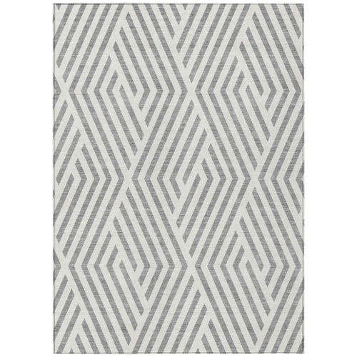 8' X 10' Gray And Ivory Geometric Washable Indoor Outdoor Area Rug