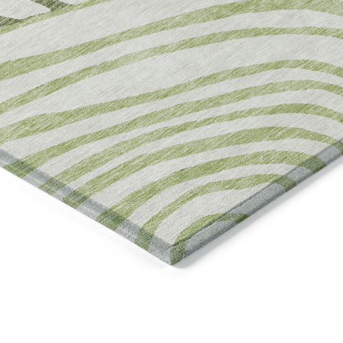 8' X 10' Artichoke Green And Fern Green Abstract Washable Indoor Outdoor Area Rug